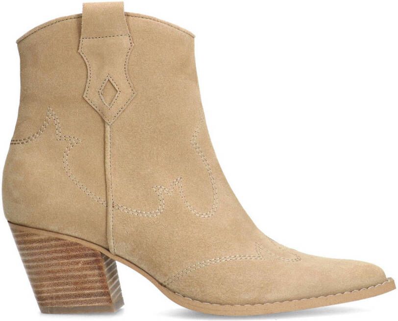 Manfield Beige suède cowboy laarzen