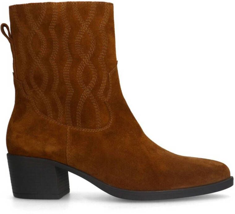 Manfield Dames Cognac suède western boots