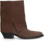 Manfield Dames Taupe suède cowboy laarzen met flap - Thumbnail 1