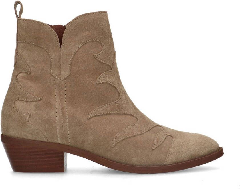 Manfield suède cowboylaarzen taupe