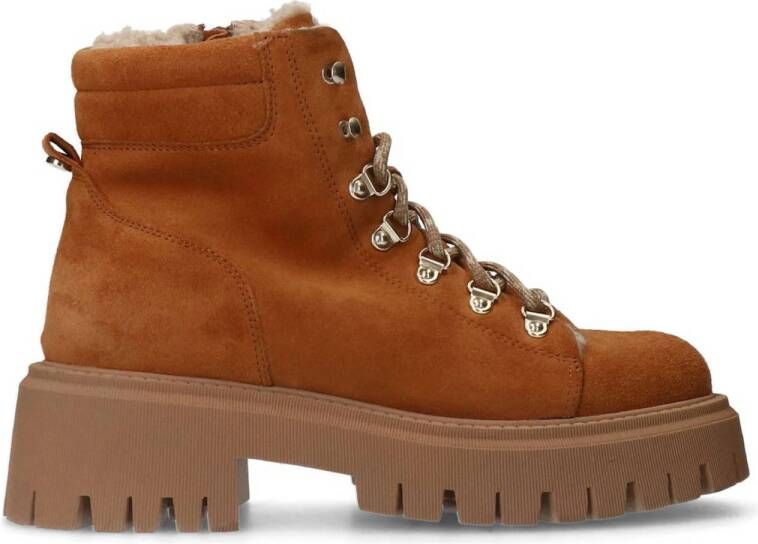 Manfield suède enkelboots cognac