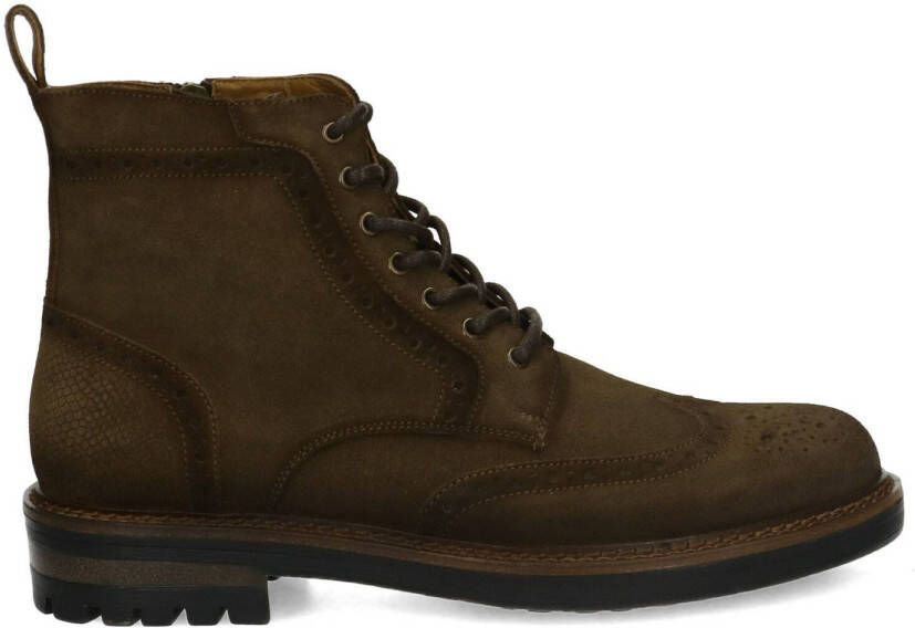 Manfield Heren Groene suède veterboots