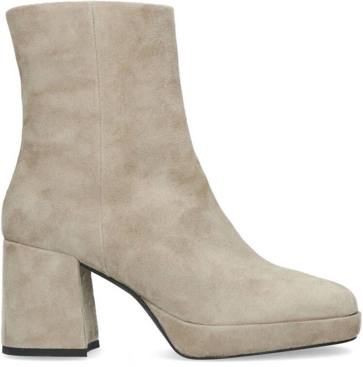 Manfield suède enkellaarzen beige