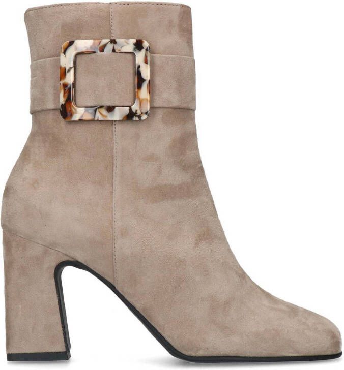 Manfield suède enkellaarzen beige