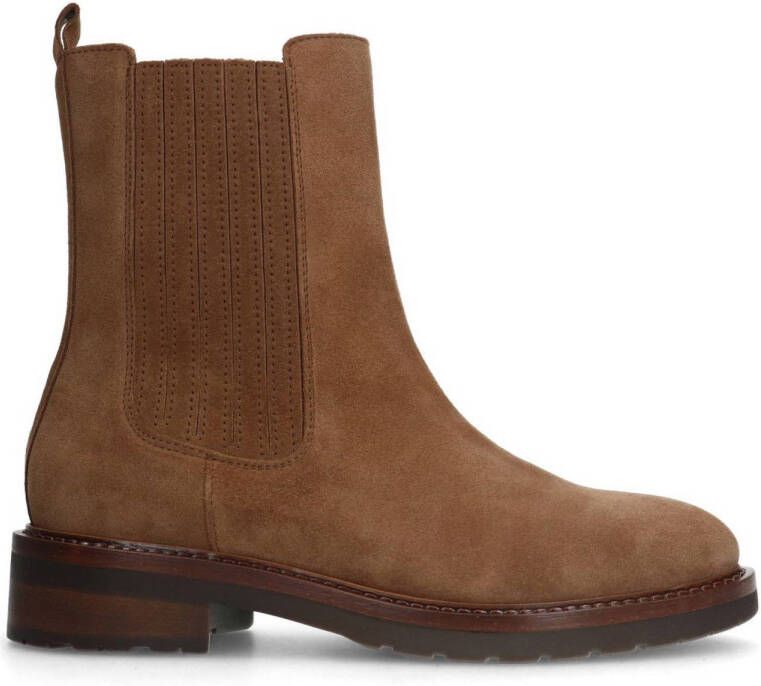 Manfield Dames Beige suède chelsea boots