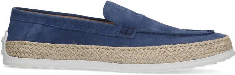 Manfield Heren Blauwe suède loafer espadrilles