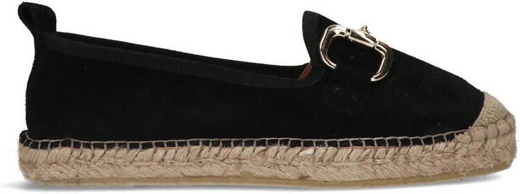 Manfield suède espadrilles met gesp zwart