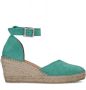 Manfield Dames Turquoise suède sleehakken met touwzool - Thumbnail 1