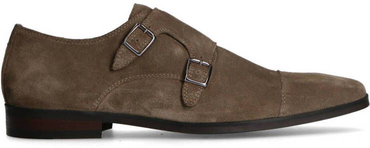 Manfield suède gespschoenen taupe