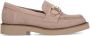 Manfield Dames Beige suède loafers met goudkleurig bitje - Thumbnail 1