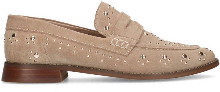 Manfield suède loafers met studs beige