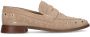 Manfield Dames Beige suède loafers met goudkleurige studs - Thumbnail 1