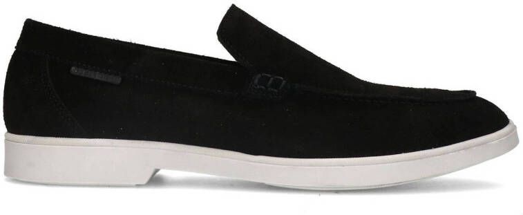 Manfield Heren Zwarte suède sportieve loafers