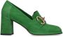 Manfield Dames Groene suède pumps met goudkleurige details - Thumbnail 1