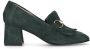 Manfield Dames Donkergroene suède loafer pumps - Thumbnail 1