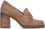 Manfield Dames Beige suède loafer pumps - Thumbnail 1