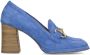 Manfield Dames Blauwe suède loafer pumps - Thumbnail 1