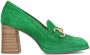 Manfield Dames Groene suède loafer pumps - Thumbnail 1