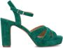 Manfield Dames Donkergroene suède sandalen met hak - Thumbnail 1