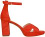 Manfield Dames Oranje suède sandalen met hak - Thumbnail 1