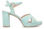 Manfield Dames Blauwe suède sandalen met hak - Thumbnail 1