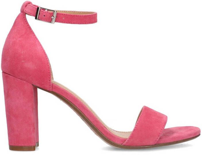 Manfield Dames Roze suède sandalen met hak