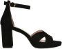 Manfield Dames Zwarte suède sandalen met hak - Thumbnail 1