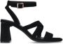 Manfield Dames Zwarte suède sandalen met hak - Thumbnail 1