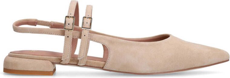 Manfield Dames Beige suède slingbacks met dubbele bandjes