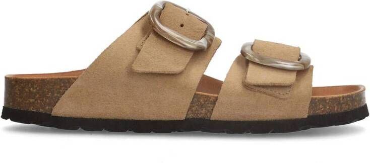 Manfield suède slippers beige