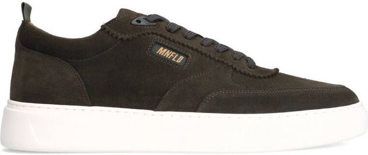 Manfield Heren Donkergroene suède sneakers