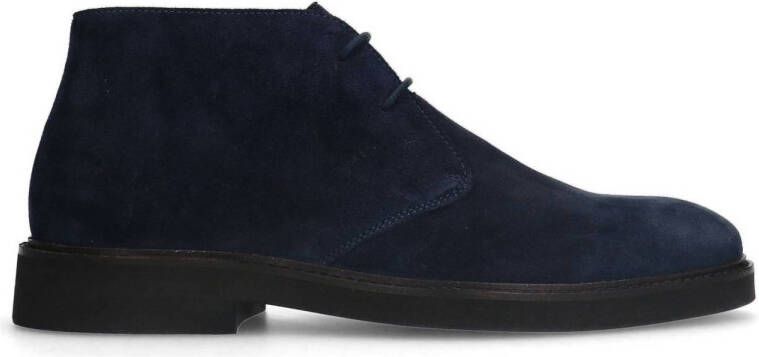 Manfield suède veterboots donkerblauw