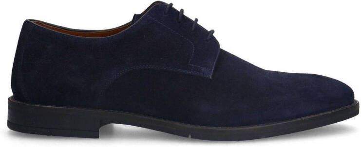 Manfield suède veterschoenen donkerblauw