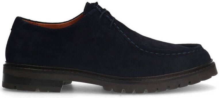 Manfield suède veterschoenen donkerblauw