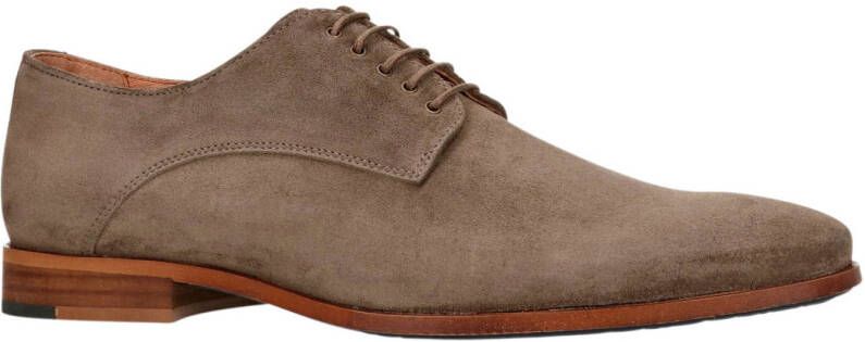 Manfield Heren Taupe suède veterschoenen