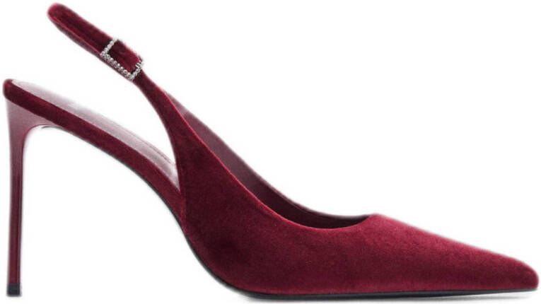 Mango fluwelen slingback pumps donkerrood