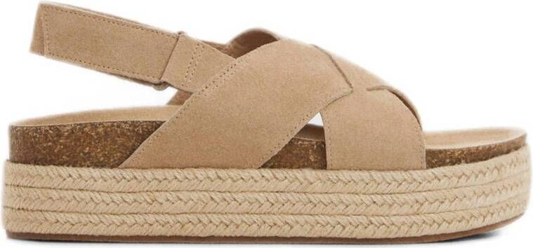 Mango Beige Dames Leer 40 | Sandaal van | Mode > Schoenen > Sandalen