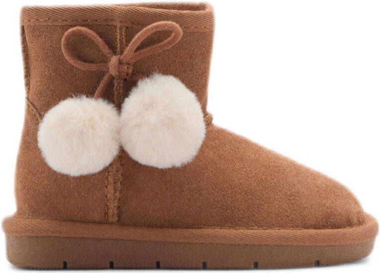 Mango Kids gevoerde suède enkelboots camel