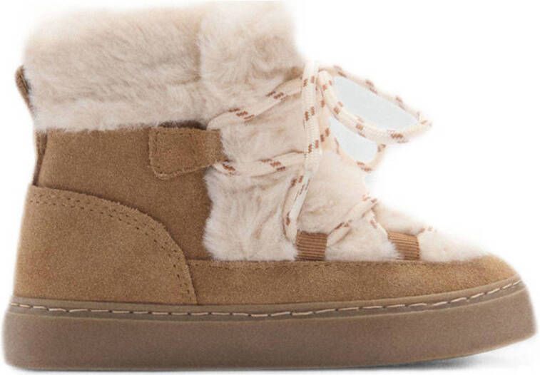 Mango Kids gevoerde suède enkelboots camel