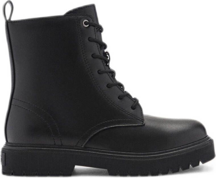 Mango Kids leren veterboots zwart