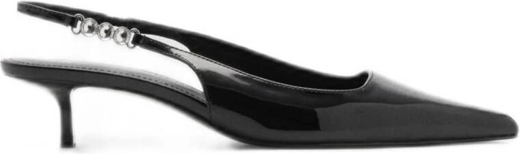 Mango lak slingback pumps zwart