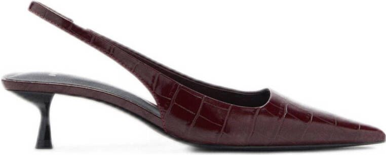 Mango lak slingback pumpsmet crocoprint donkerrood