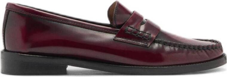 Mango leren loafers donkerrood