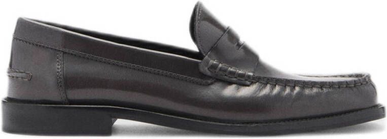 Mango leren loafers grijs