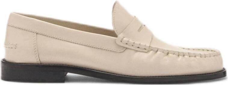 Mango leren loafers lichtbeige