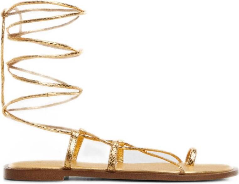 Mango leren sandalen goud