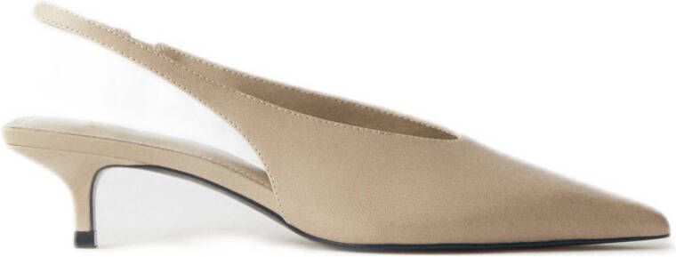 Mango leren slingback pumps beige