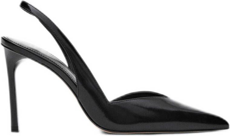 Mango leren slingback pumps zwart