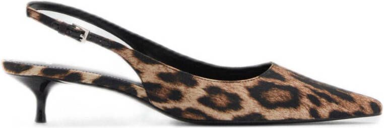 Mango slingback pumps met panterprint zwart beige