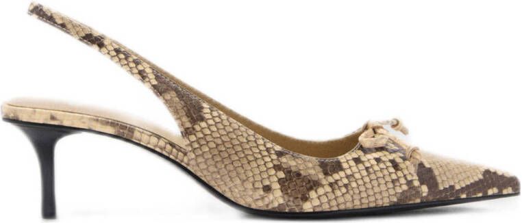 Mango slingback pumps met slangenprint beige